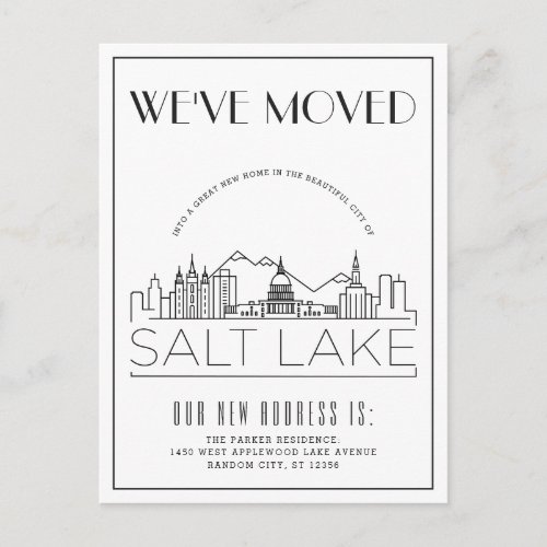 Salt Lake Modern Deco  Change of Address Announcement Postcard