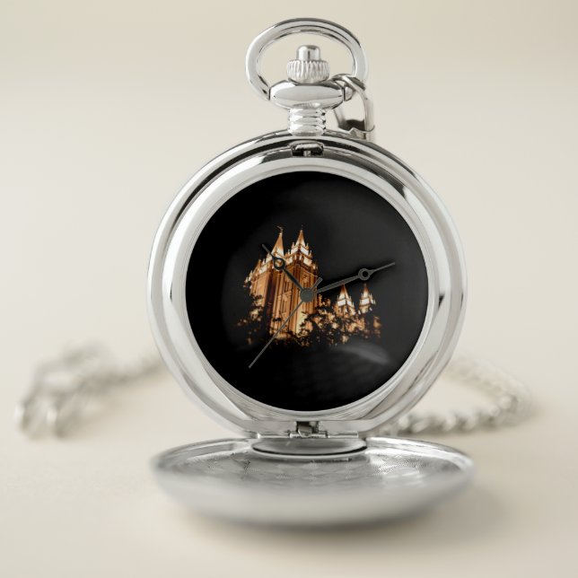 Salt Lake Temple at Night Pocket Watch (Inside)