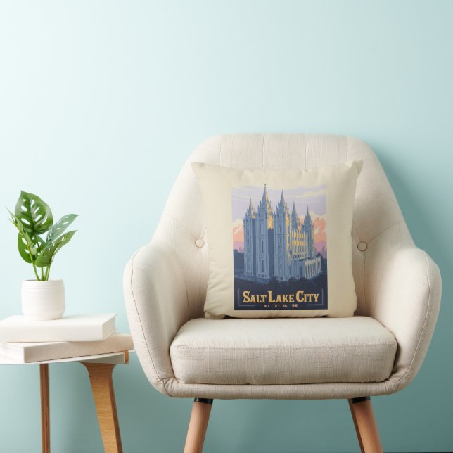 Salt Lake Temple | Salt Lake City, Utah Throw Pillow (Chair)