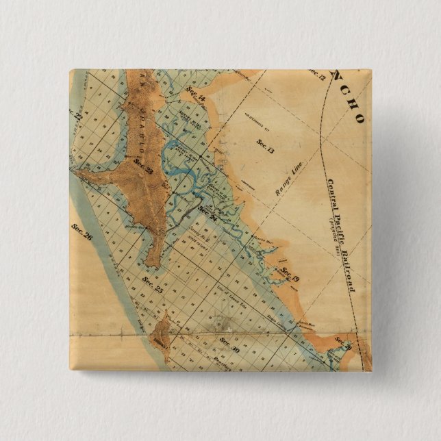 Salt marsh and tide lands map pinback button (Front)