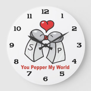 Salt n Pepper Shaker Valentines Large Clock