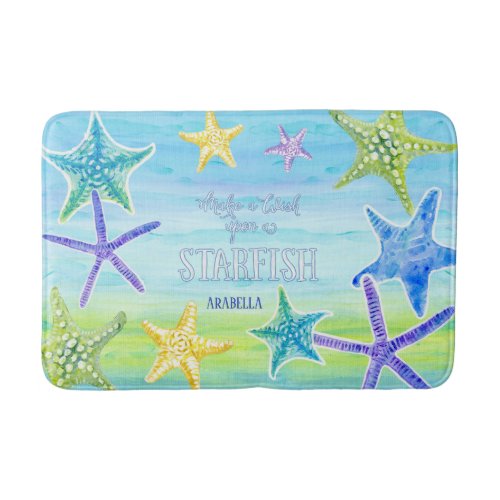 Salt n Sand Make a Wish Starfish Beach Ocean Decor Bathroom Mat