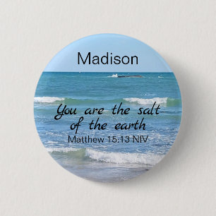 Salt of the Earth Photo of Ocean Bible Verse Button