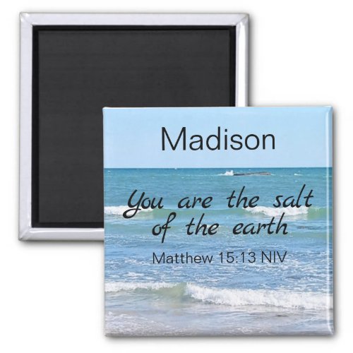 Salt of the Earth Photo of Ocean Bible Verse Magnet