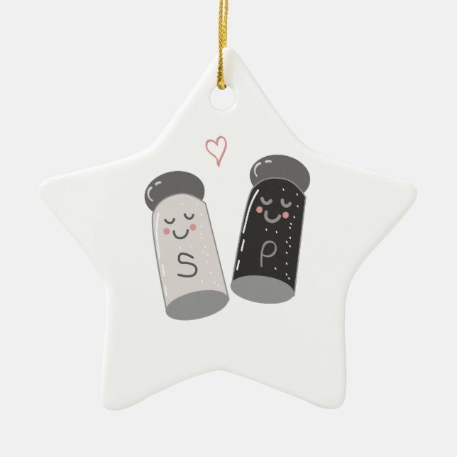 Salt & Pepper Ceramic Ornament (Front)