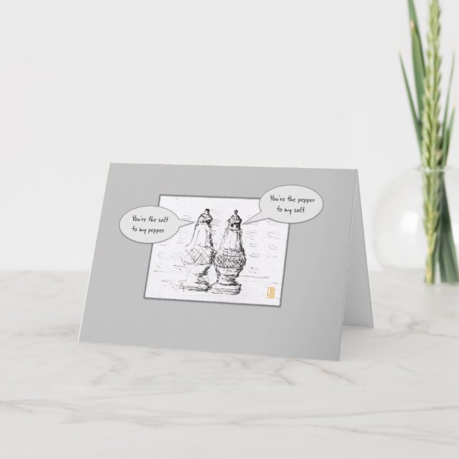 Salt & Pepper on Gray Flirty Romantic Card (Front)