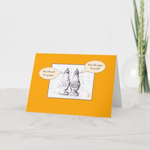 Salt  Pepper on Orange Flirty Romantic Card