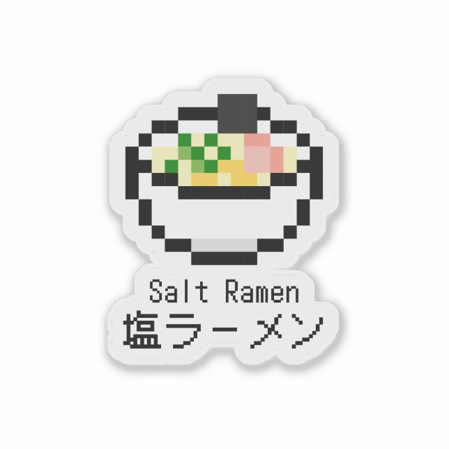 Salt Ramen Retro Pixel Art Sticker (Front)