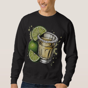 Salt Rim Tequila Shot with Lime Illustration Sweatshirt