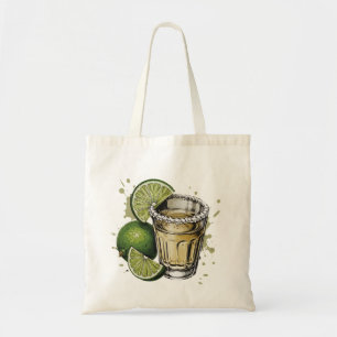 Salt Rim Tequila Shot with Lime Illustration Tote Bag