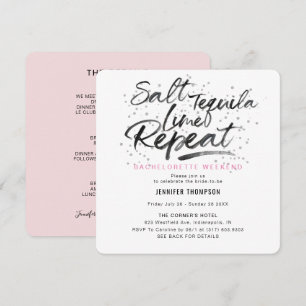 Salt Tequila Lime Repeat Bachelorette Party Invitation