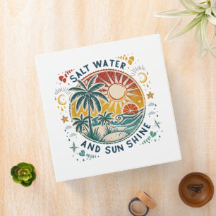 Salt Water and Sun Shine Vintage Tropical Beach 3 Ring Binder