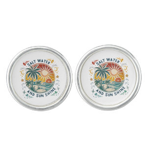 Salt Water and Sun Shine Vintage Tropical Beach Cufflinks