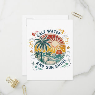 Salt Water and Sun Shine Vintage Tropical Beach Invitation Postcard