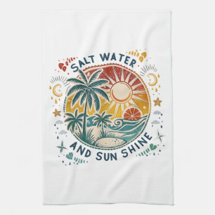 Salt Water and Sun Shine Vintage Tropical Beach Kitchen Towel