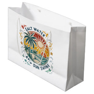 Salt Water and Sun Shine Vintage Tropical Beach Large Gift Bag