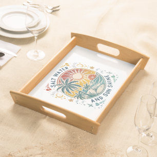Salt Water and Sun Shine Vintage Tropical Beach Serving Tray