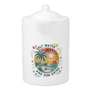 Salt Water and Sun Shine Vintage Tropical Beach Teapot