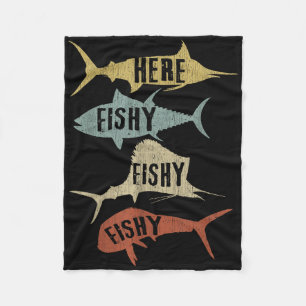 Salt Water Fishing Gift Ideas Funny Vintage Here F Fleece Blanket