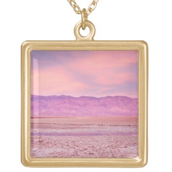 Salt Water Lake Death Valley Gold Plated Necklace by usdeserts at Zazzle