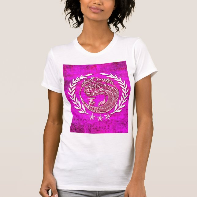 Salt water soothes the soul waves art in pink T-Shirt (Front)