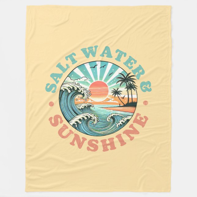 Salt Water & Sunshine Fleece Blanket (Front)