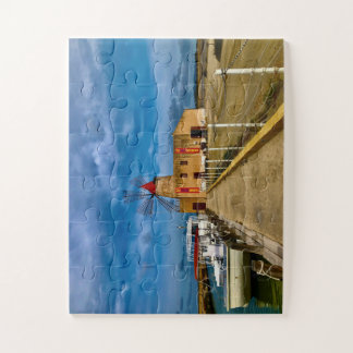 Salt Windmill Harbor in Western Sicily, Italy Jigsaw Puzzle