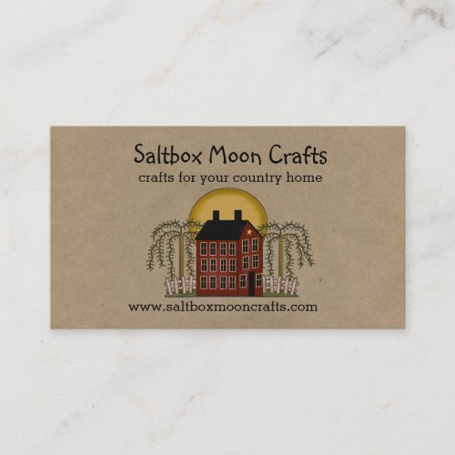 Saltbox and Moon Rustic Country Business Card 