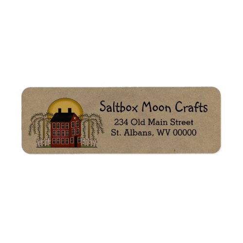 Saltbox and Moon Rustic Country  Label