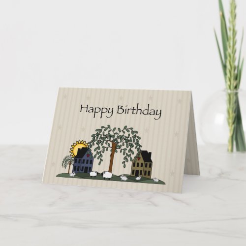 Saltbox Houses Birthday Card