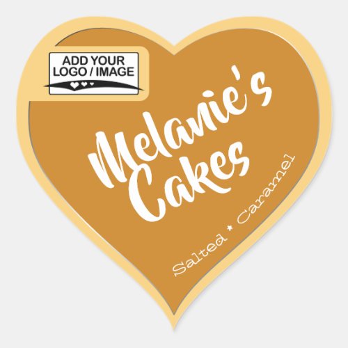 Salted Caramel Beige Cake Packaging Logo Template Heart Sticker