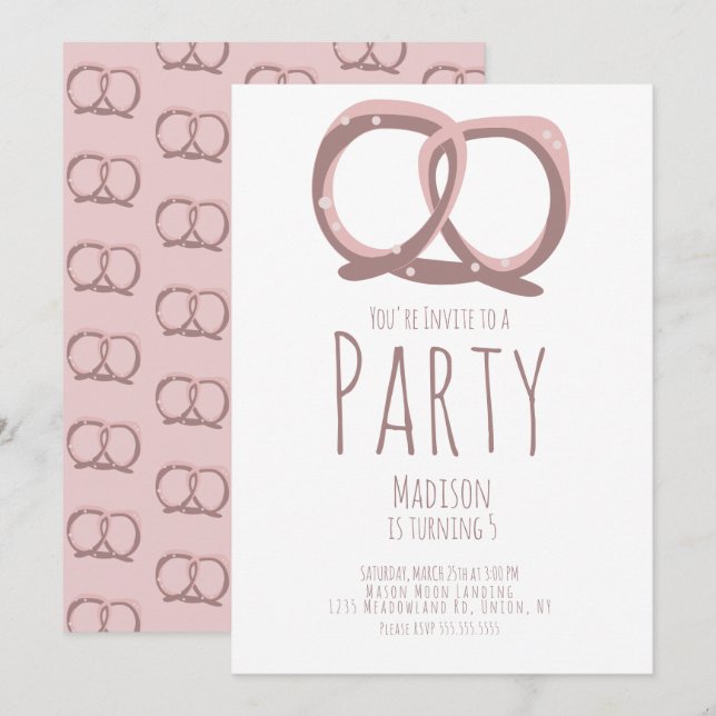 Salted Pretzel Twist Birthday Party Invitation (Front/Back)