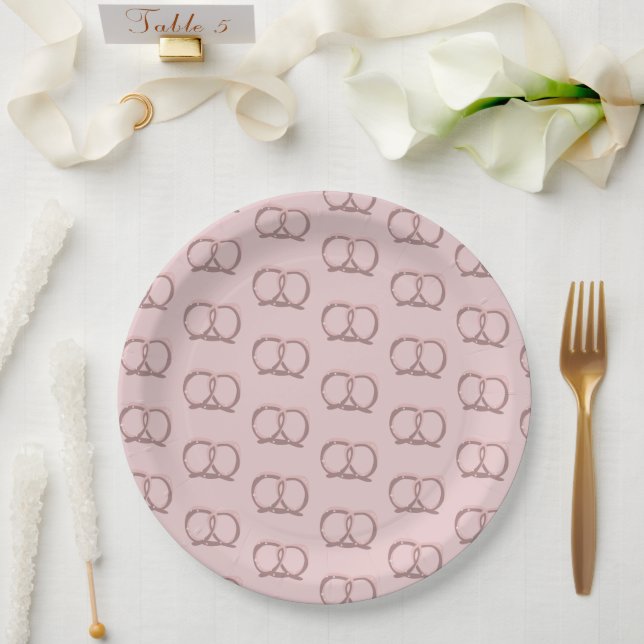 Salted Pretzel Twist Pattern Party  Paper Plates (Wedding)