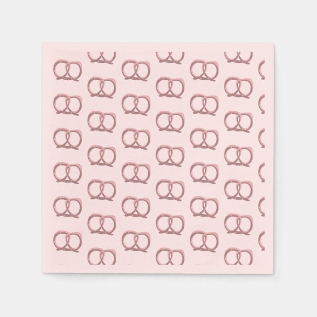Salted Pretzel Twist Pattern Party Pink Napkins (Front)