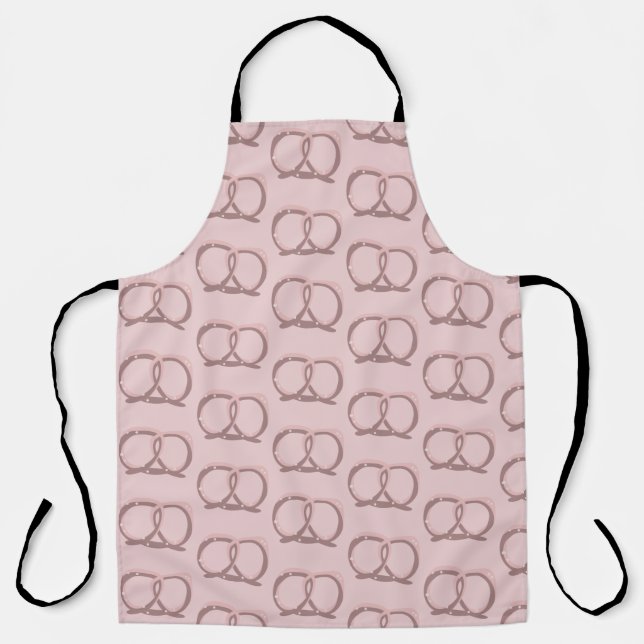 Salted Pretzel Twist Pattern Pink Kitchen  Apron (Front)