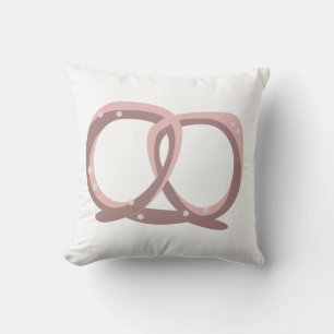 Salted Pretzel Twist Pattern Pink Throw Pillow