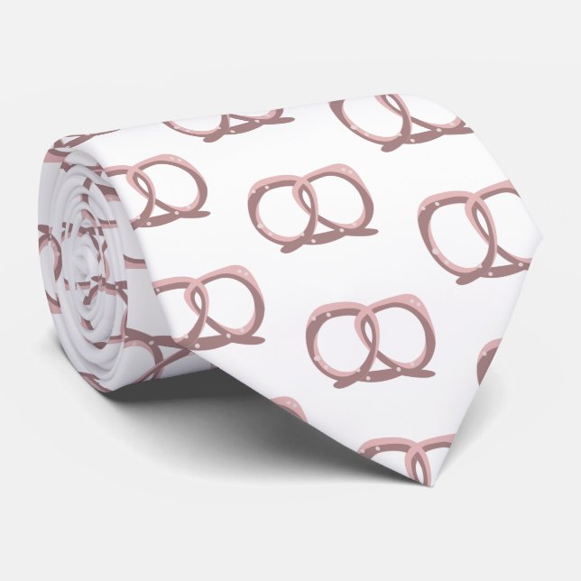 Salted Pretzel Twist Pink  Neck Tie (Rolled)