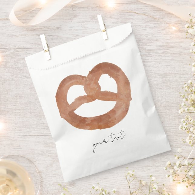 Salted Soft Pretzel Custom Script Handwritten Text Favor Bag (Clipped)