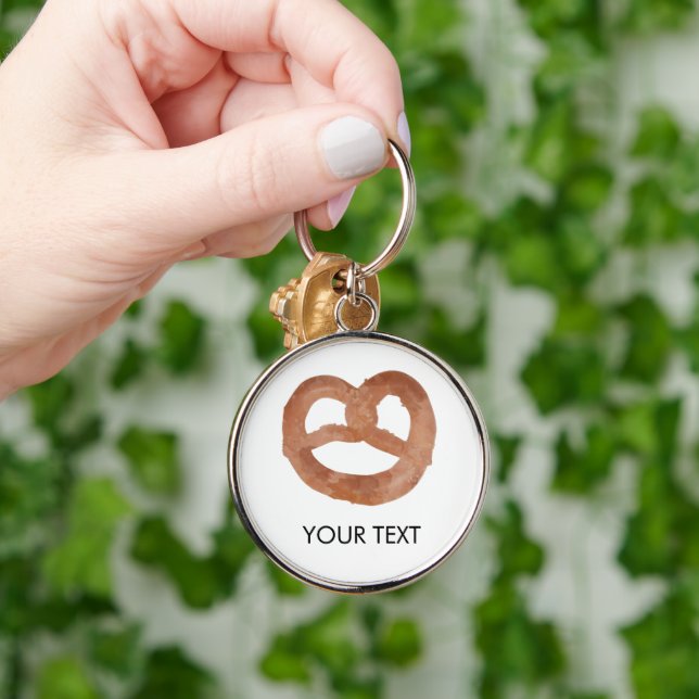 Salted Soft Pretzel Custom Text Keychain (Hand)