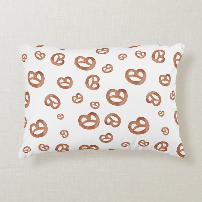 Salted Soft Watercolor Pretzel Pattern Accent Pillow (Front)