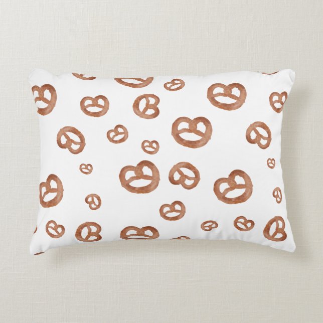 Salted Soft Watercolor Pretzel Pattern Accent Pillow (Front)