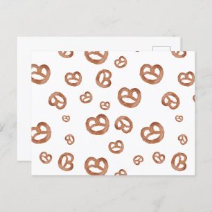 Salted Soft Watercolor Pretzel Pattern Holiday Postcard