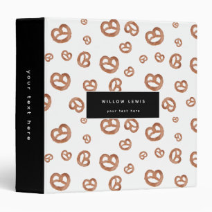 Salted Soft Watercolor Pretzel Pattern Recipe 3 Ring Binder