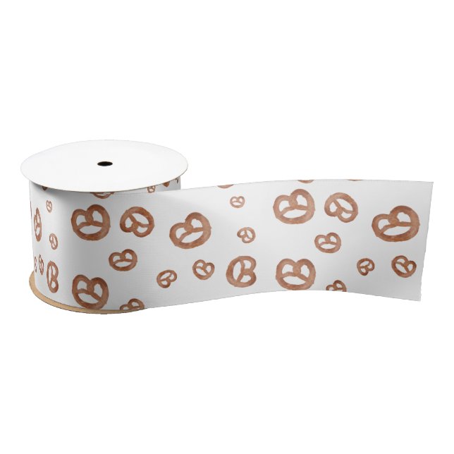 Salted Soft Watercolor Pretzel Pattern Satin Ribbon (Spool)