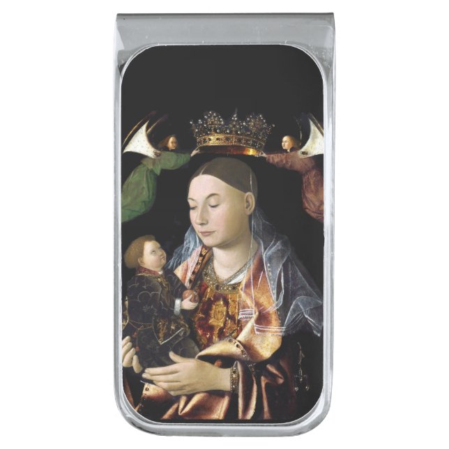 Salting Madonna and Christ Child Silver Finish Money Clip (Front Vertical)