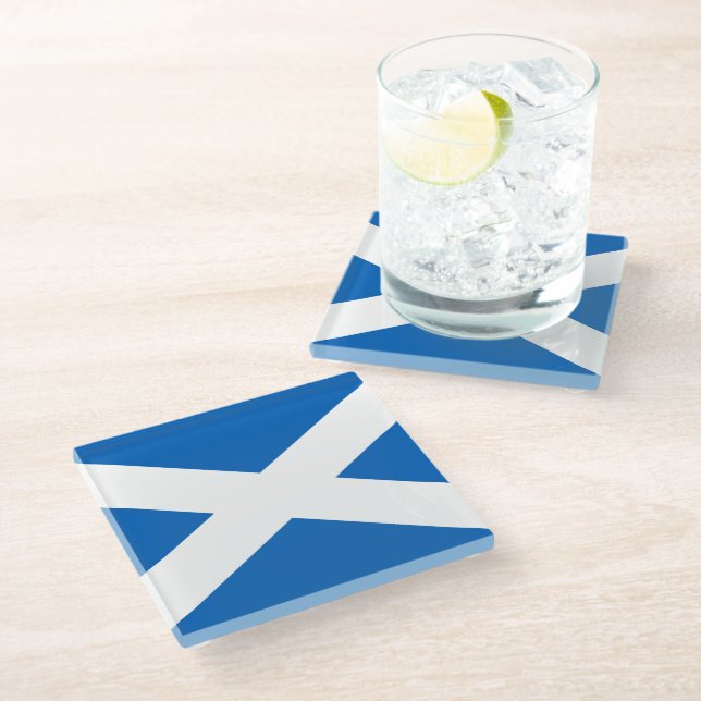 Saltire ~ Flag of Scotland Glass Coaster (Angled)