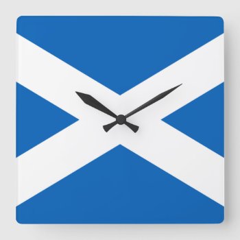 Saltire ~ Flag Of Scotland Square Wall Clock by SunshineDazzle at Zazzle