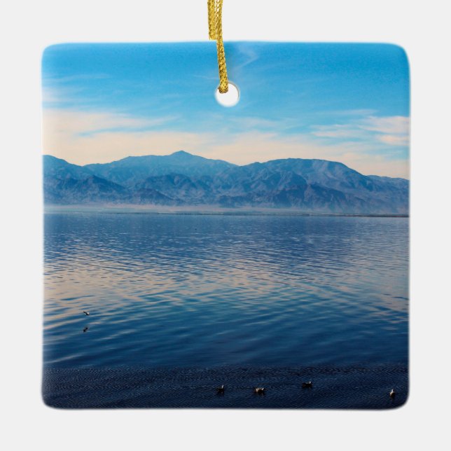 Salton Sea Tranquility Ceramic Ornament (Front)