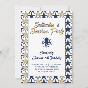 Saltwater and Sunshine Beach Birthday Party Invitation