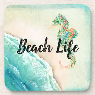 Saltwater Beach Life Seahorse Beverage Coaster